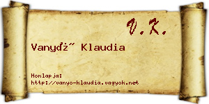 Vanyó Klaudia névjegykártya